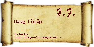Haag Fülöp névjegykártya